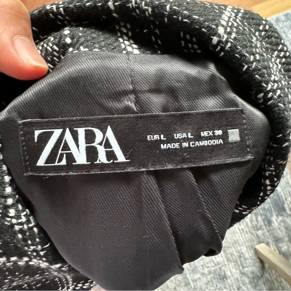 Zara Womens Plaid Tweed Crop Jacket Size‎ L - Picture 5 of 14